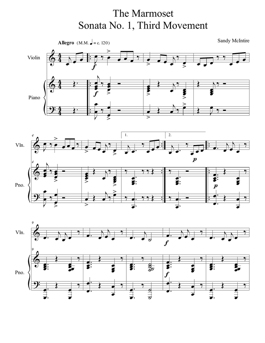 The Marmoset Violin Solo scores gallery preview page 1