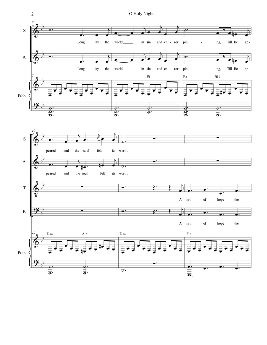 O Holy Night (Vocal Quartet - (SATB) - Medium/Low Key) O Holy Night (Vocal Quartet - (SATB) - Medium/Low Key) 4-Part scores gallery preview page 3