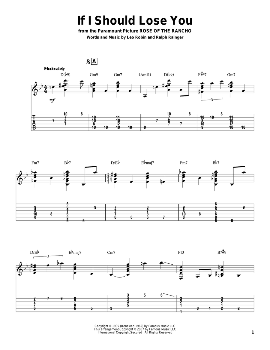 If I Should Lose You Electric Guitar scores gallery preview page 1