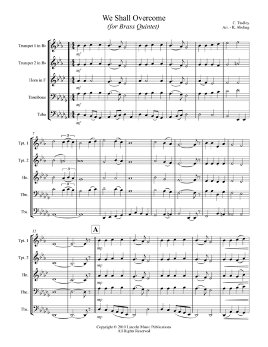 We Shall Overcome (for Brass Quintet) Brass Quintet scores gallery preview page 2