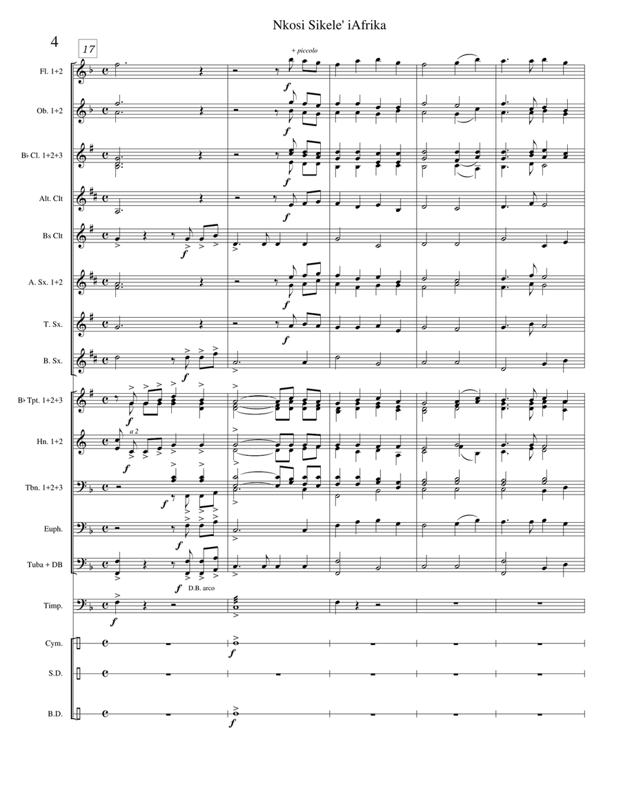 South African National Anthem: Nkosi Sikelel' iAfrika Concert Band scores gallery preview page 6