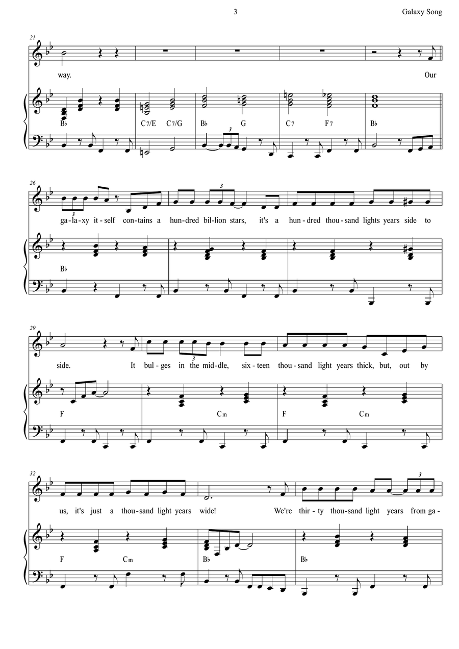 Galaxy Song Piano, Vocal scores gallery preview page 3