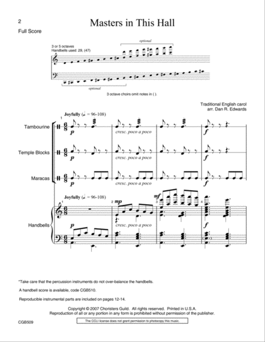 Masters in this Hall Full Score Handbell Choir scores gallery preview page 2