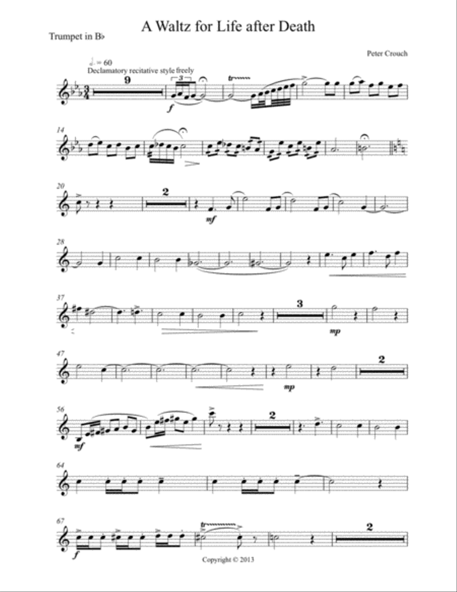 A Waltz for Life after Death Trumpet Solo scores gallery preview page 1