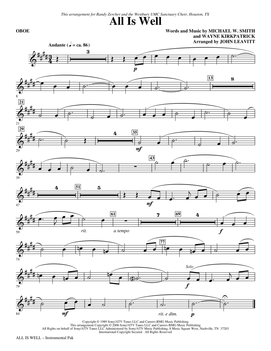 All Is Well - Oboe Choir scores gallery preview page 1