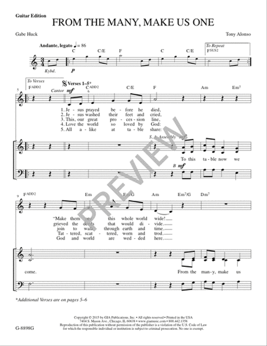 From the Many, Make Us One - Guitar edition Guitar scores gallery preview page 2