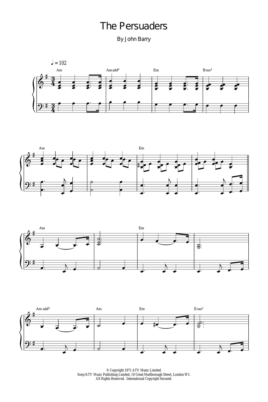 The Persuaders Piano Solo scores gallery preview page 1