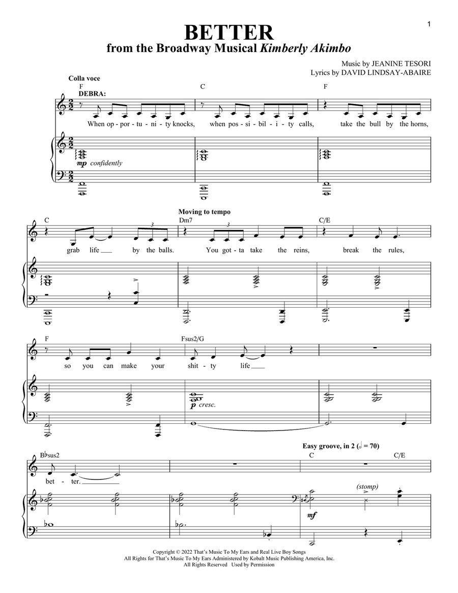 Better (from Kimberly Akimbo) Voice scores gallery preview page 1