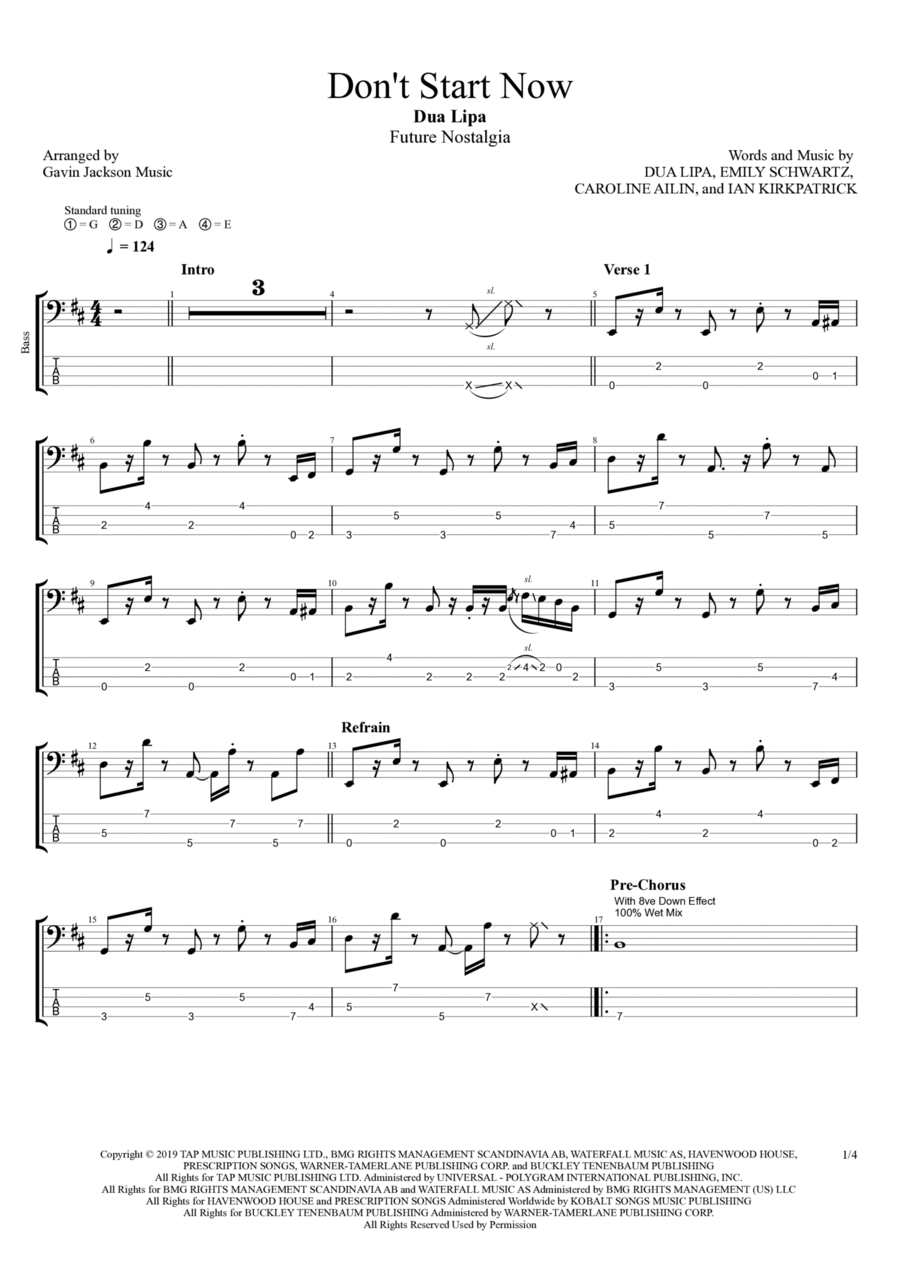 Don't Start Now Guitar Tablature scores gallery preview page 1