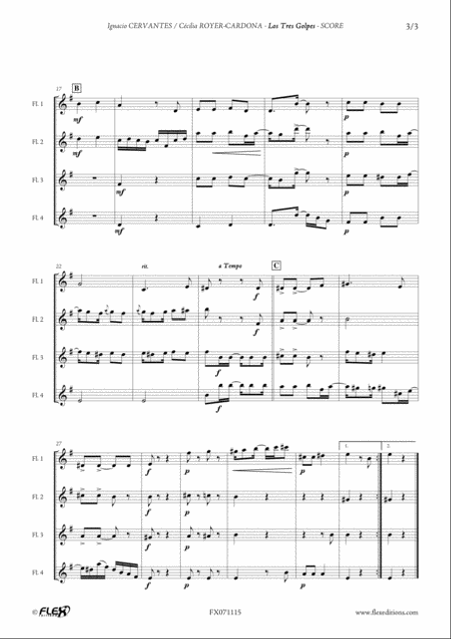 Los Tres Golpes Flute Quartet scores gallery preview page 3