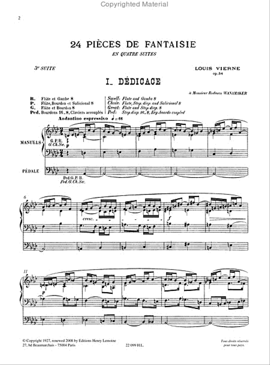 Pieces de fantaisie Op. 54 suite No. 3