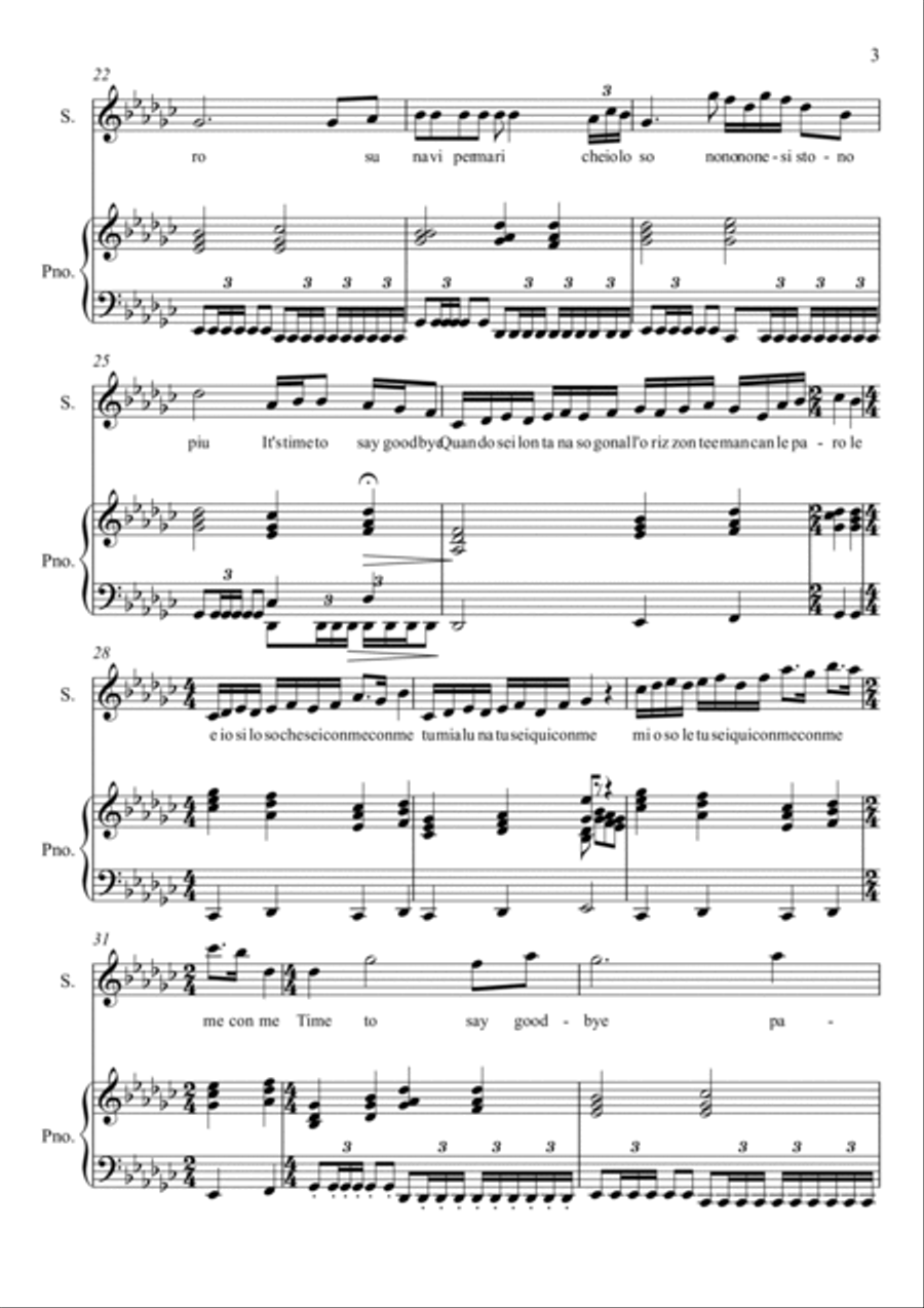 Con Te Partiro (time To Say Goodbye) Voice scores gallery preview page 4