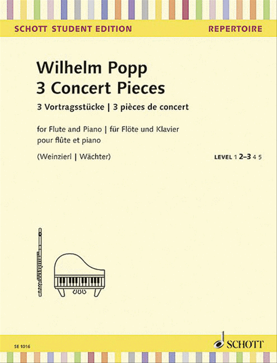 3 Concert Pieces for Flute and Piano Flute Solo scores gallery preview page 1