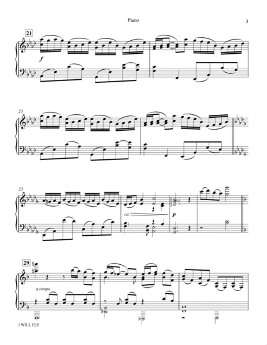 I Will Fly - Piano (SATB) 4-Part scores gallery preview page 3