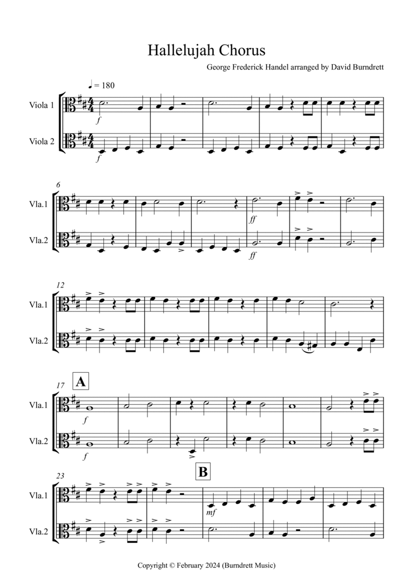 Hallelujah Chorus for Viola Duet image number null