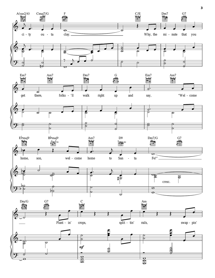 Prologue (Santa Fe) Piano, Vocal, Guitar scores gallery preview page 3