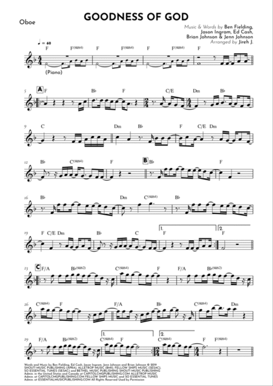 Goodness Of God Oboe Solo scores gallery preview page 2