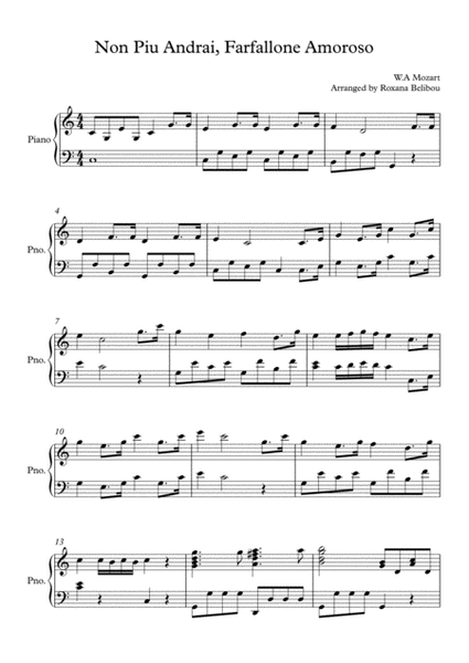 Non Piu Andrai, Farfallone Amoroso by Mozart Piano image number null