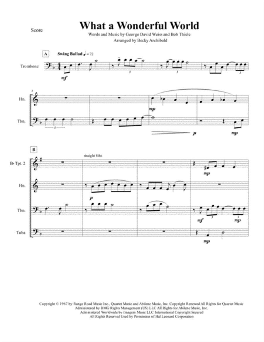 What A Wonderful World What A Wonderful World Brass Ensemble scores gallery preview page 2