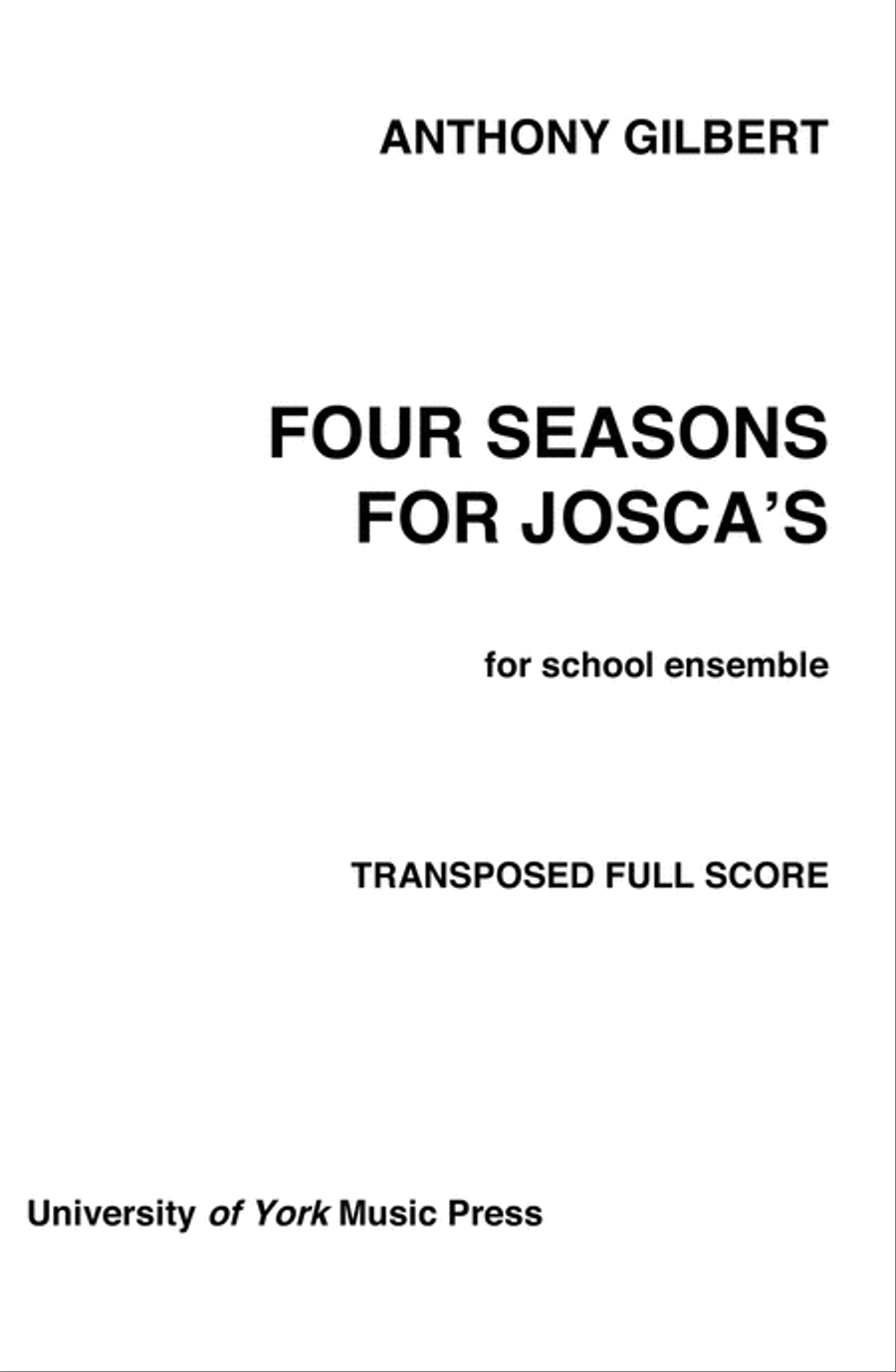 Four Seasons For Josca's Score scores gallery preview page 1