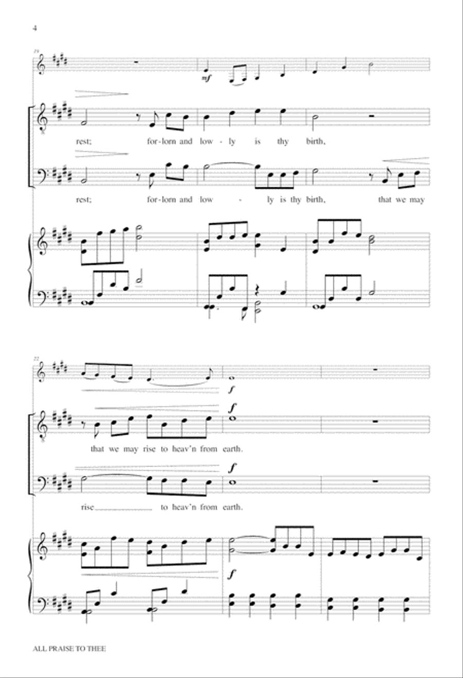 All Praise to Thee 4-Part scores gallery preview page 4