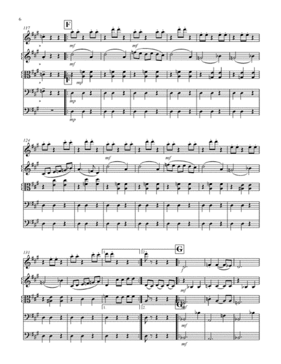 Waltz from Swan Lake by Tchaikovsky arranged for string quartet with optional bass part; score & par image number null