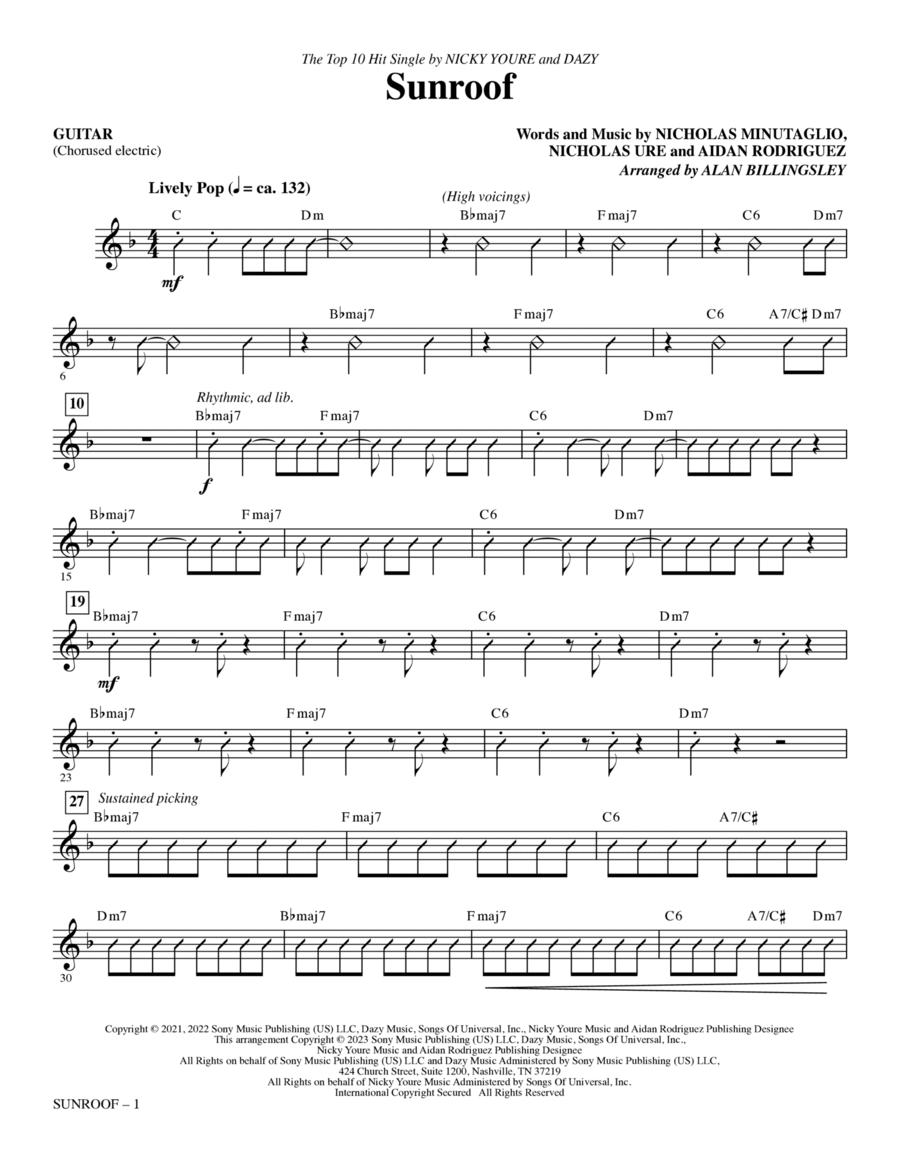 Sunroof (arr. Alan Billingsley) - Guitar