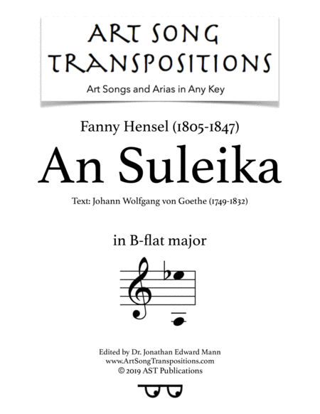 HENSEL: An Suleika (transposed to B-flat major)