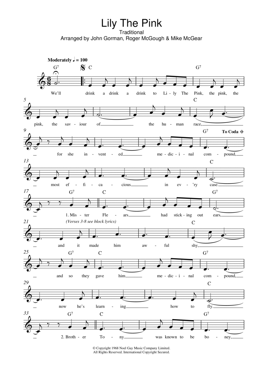 Lily The Pink Lily The Pink Piano scores gallery preview page 1