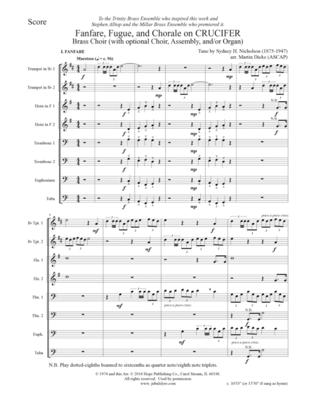 Fanfare, Fugue, and Chorale on CRUCIFER (Brass Choir with Optional Organ) image number null