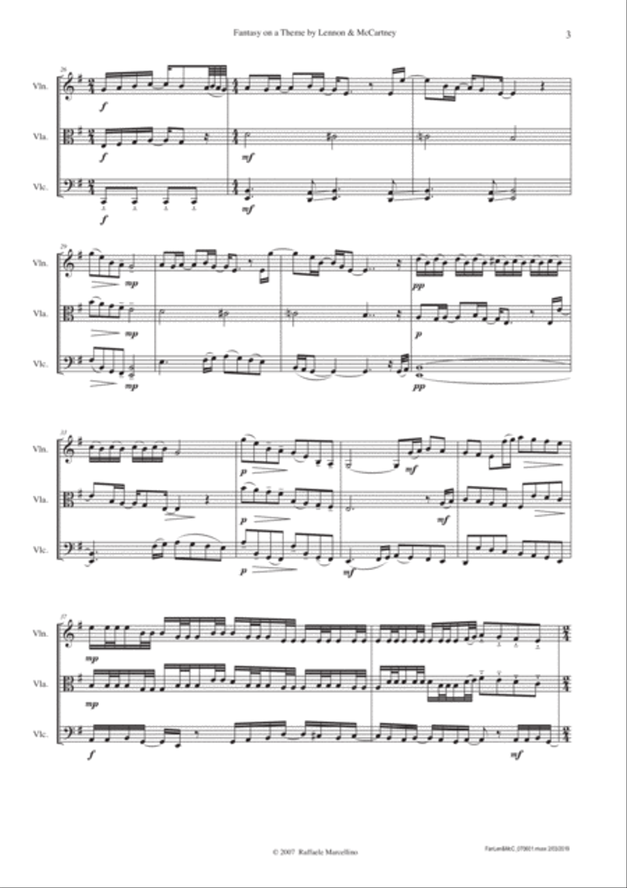 Fantasy on a Theme by Lennon & McCartney String Trio scores gallery preview page 3