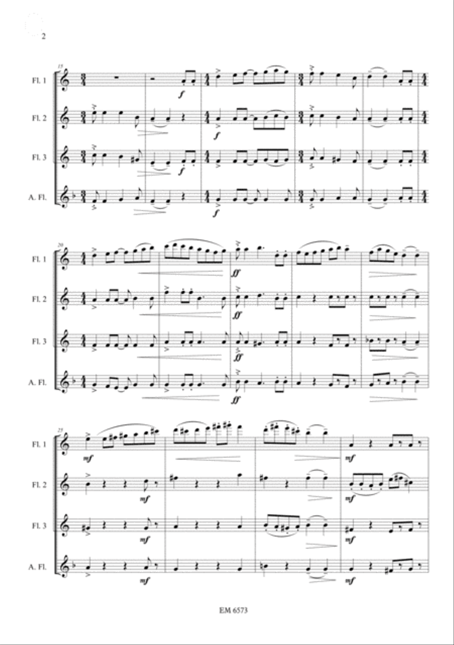 Arabesque for Flute Quartet Flute Quartet scores gallery preview page 3