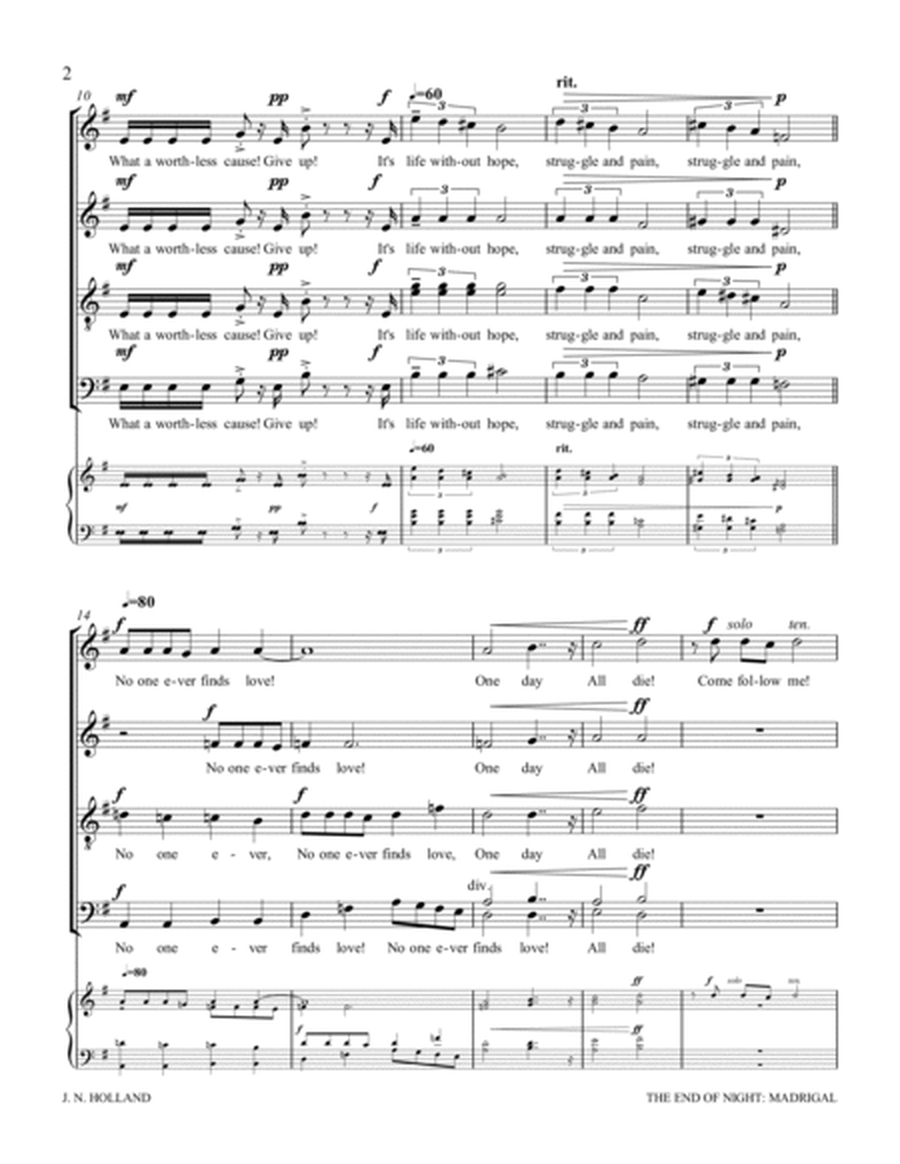 The End of Night, Madrigal for SATB image number null
