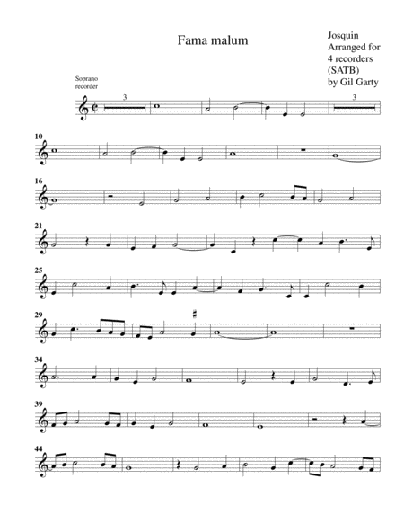 Fama malum (arrangement for 4 recorders)