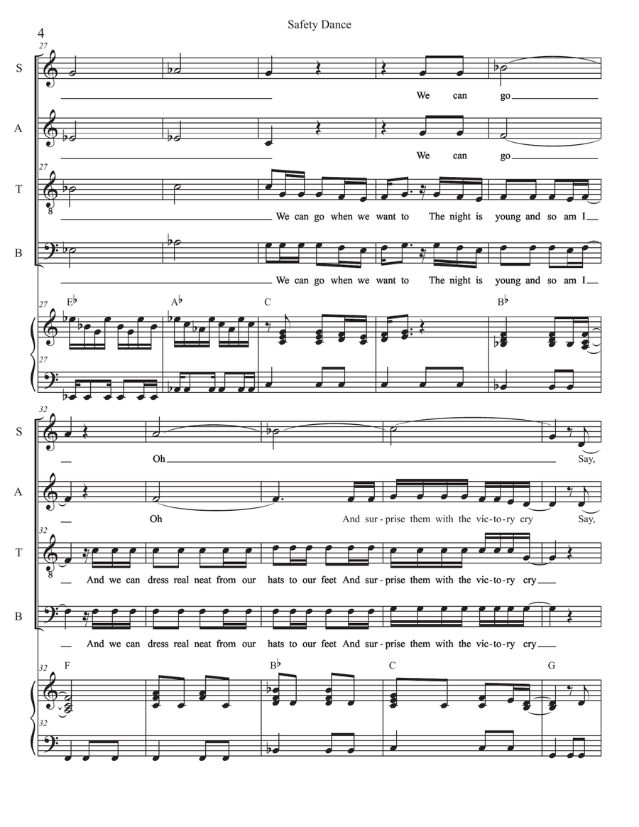 The Safety Dance 4-Part scores gallery preview page 4