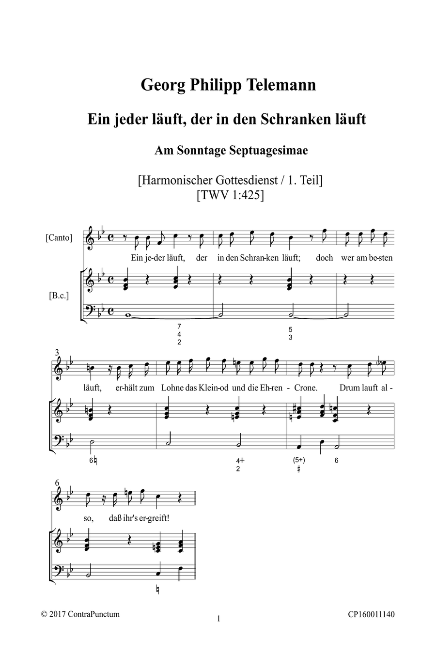 Harmonischer Gottesdienst TWV 1:425 Ein jeder läuft, der in den Schranken läuft Oboe Solo scores gallery preview page 5