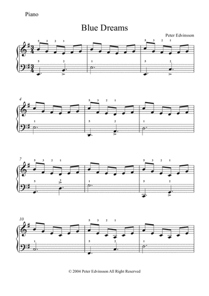 Blue Dreams - Easy piano sheet music image number null