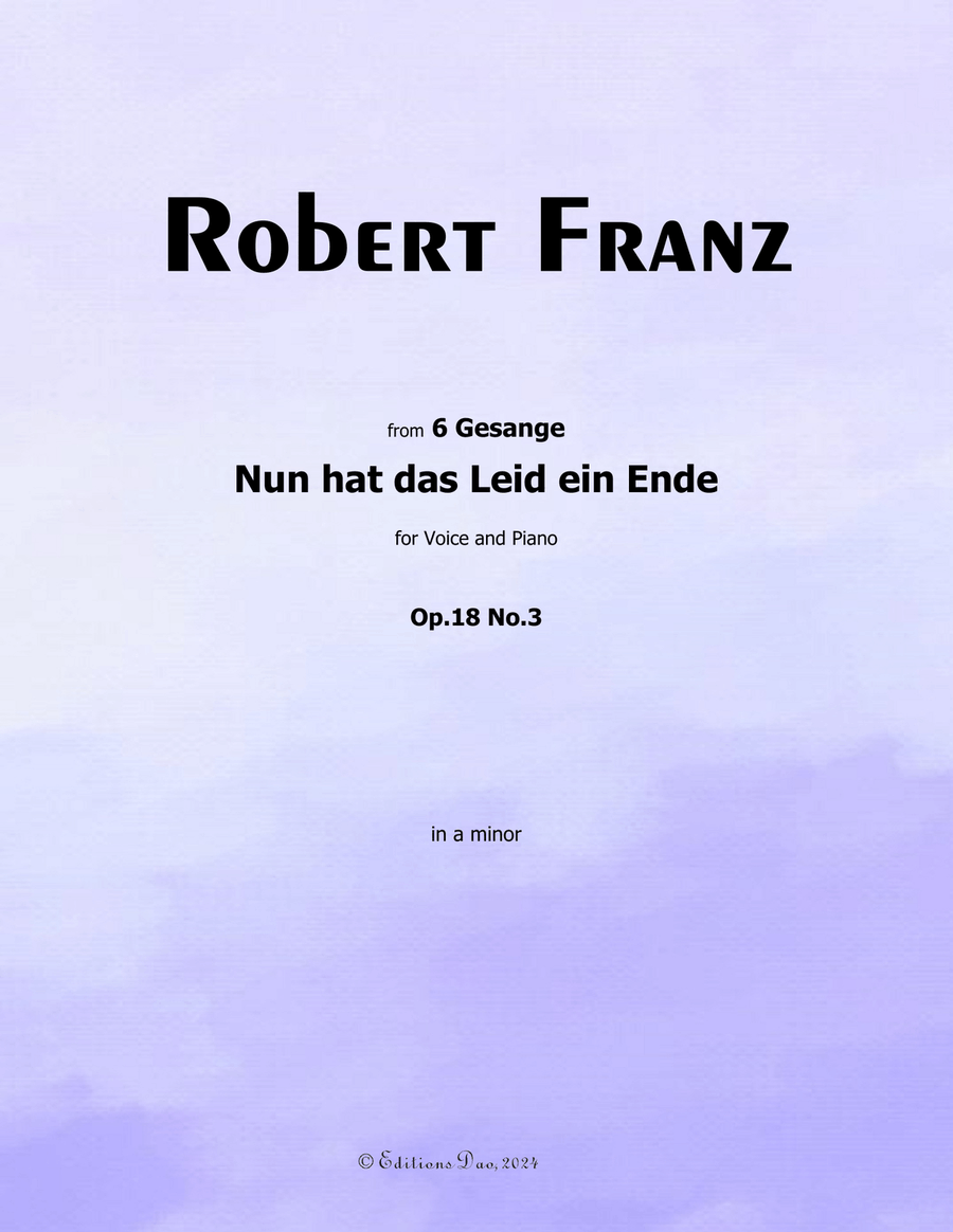 Nun hat das Leid ein Ende, by Robert Franz, in a minor Voice scores gallery preview page 1