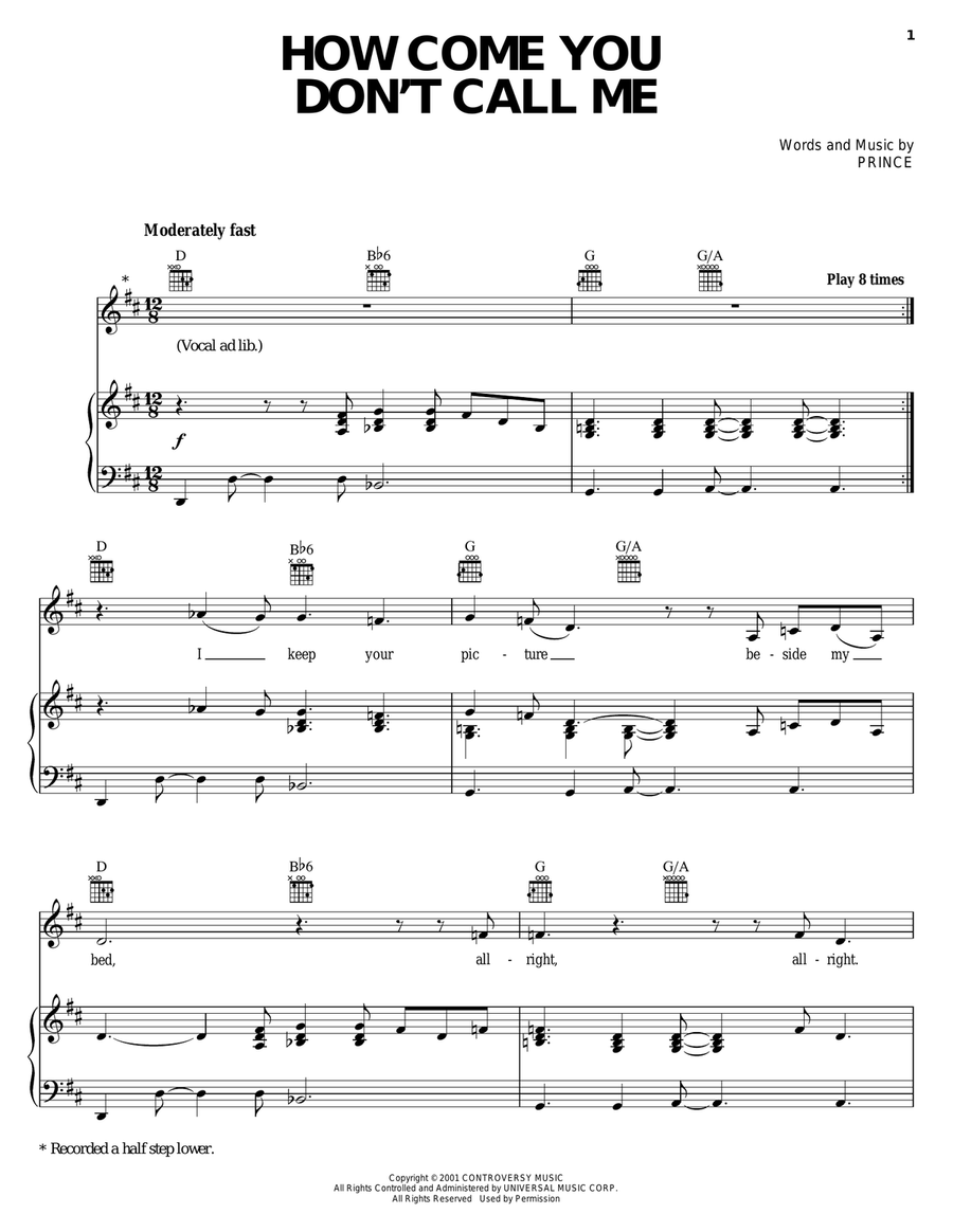 How Come You Don't Call Me Piano, Vocal, Guitar scores gallery preview page 1