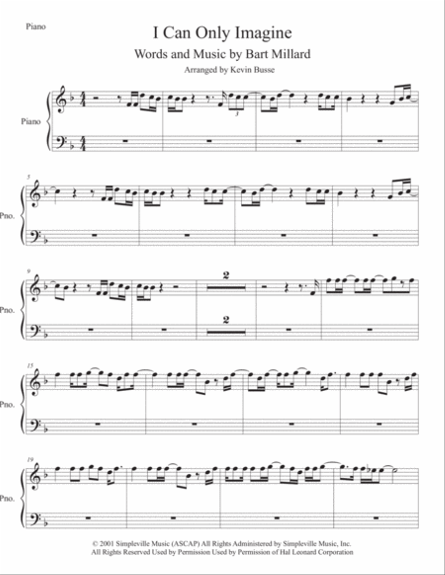 I Can Only Imagine Easy Piano scores gallery preview page 1