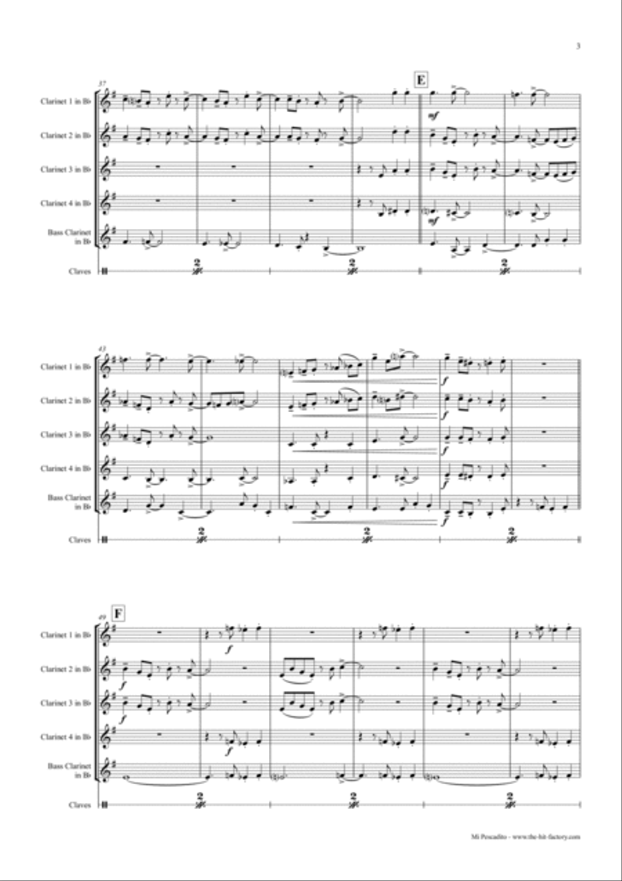 Mi Pescadito - Salsa - Clarinet Quintet Clarinet Quintet scores gallery preview page 5
