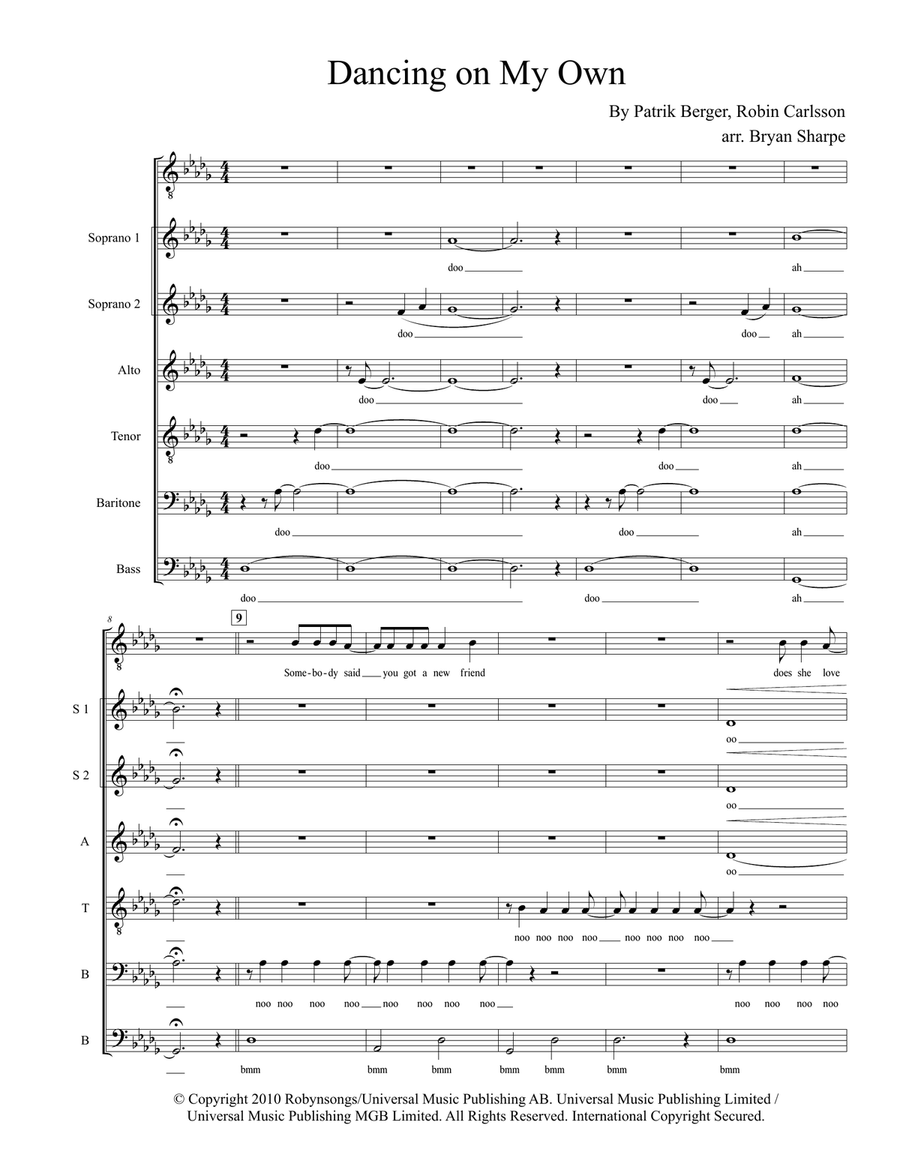 Dancing On My Own Divisi scores gallery preview page 1