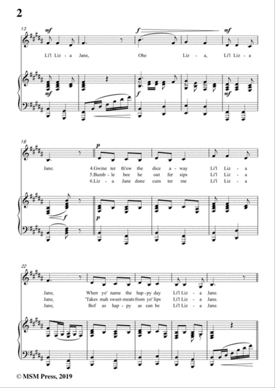 Ada DeLachau-Li'l Liza Jane,in B Major,for Voice and Piano Voice Solo scores gallery preview page 4