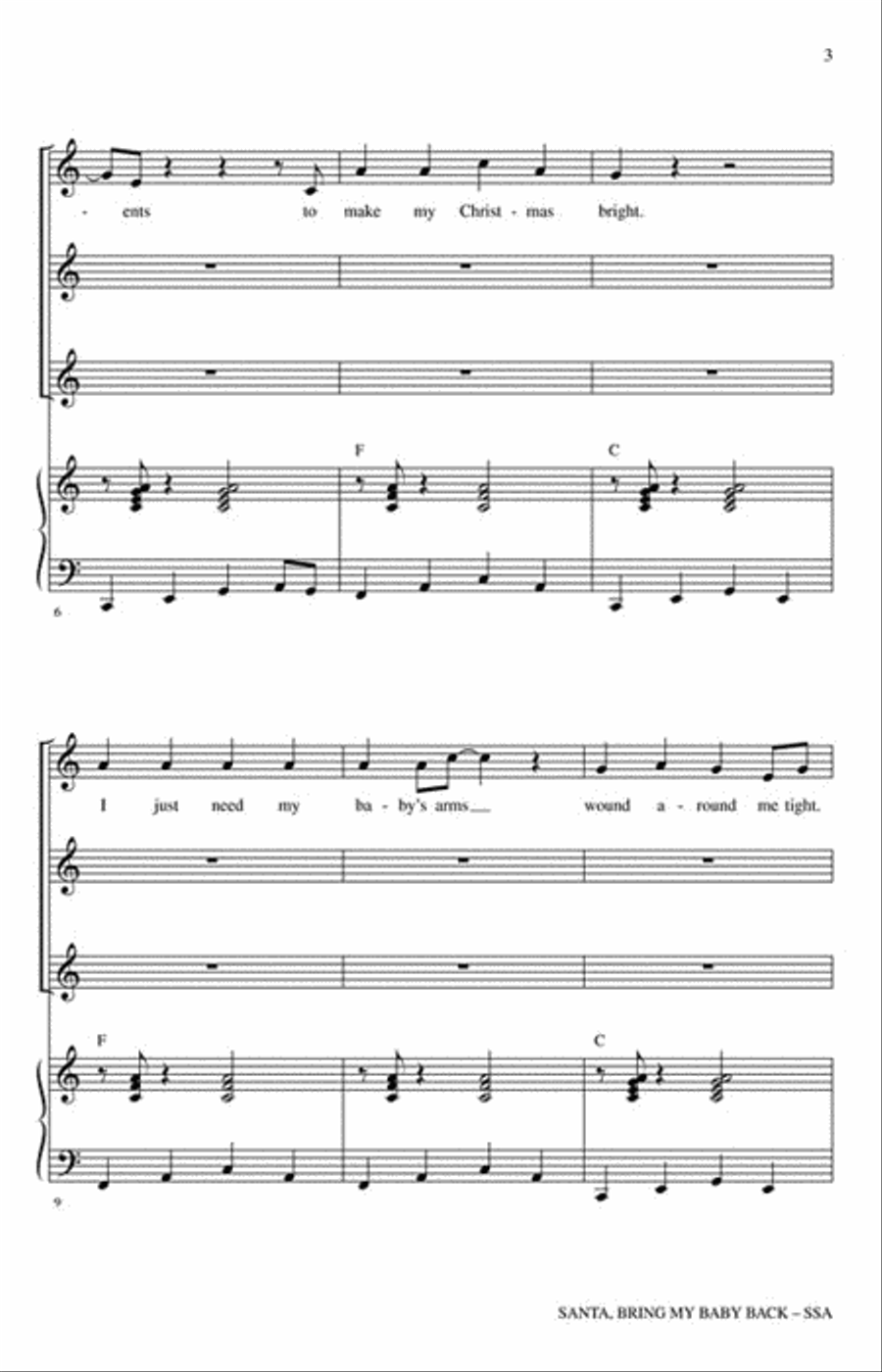 Santa, Bring My Baby Back (To Me) SSA scores gallery preview page 3