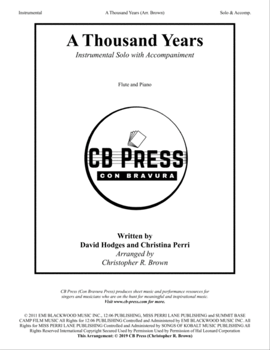 A Thousand Years Flute Solo scores gallery preview page 1