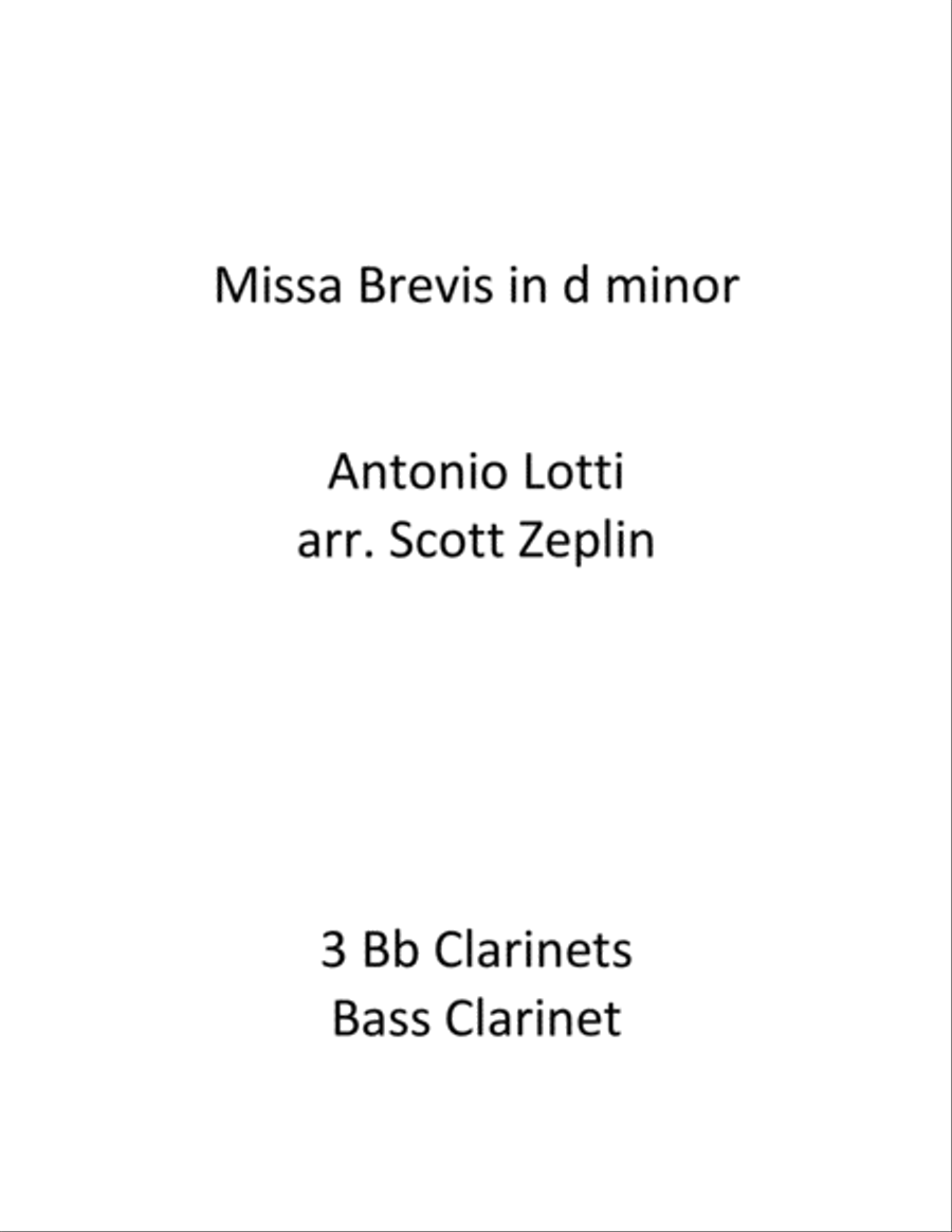 Missa Brevis in d minor Woodwind Quartet scores gallery preview page 1