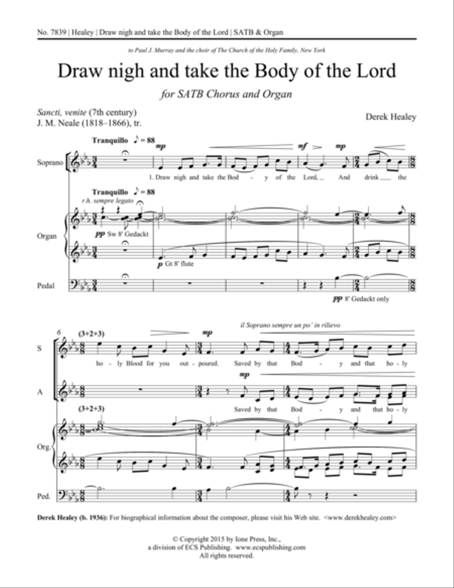 Draw nigh and take the Body of the Lord 4-Part scores gallery preview page 1