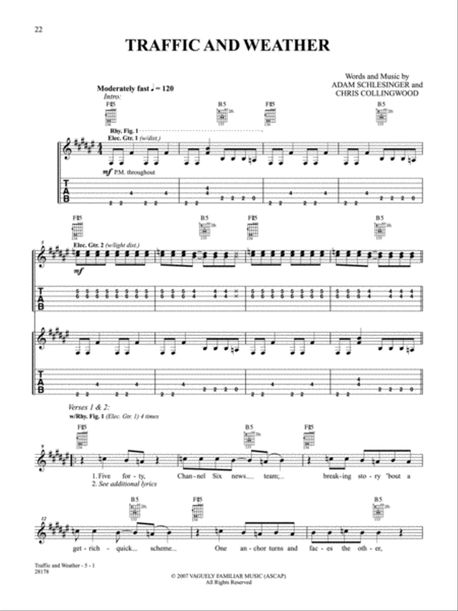 Traffic And Weather Guitar Tablature scores gallery preview page 1