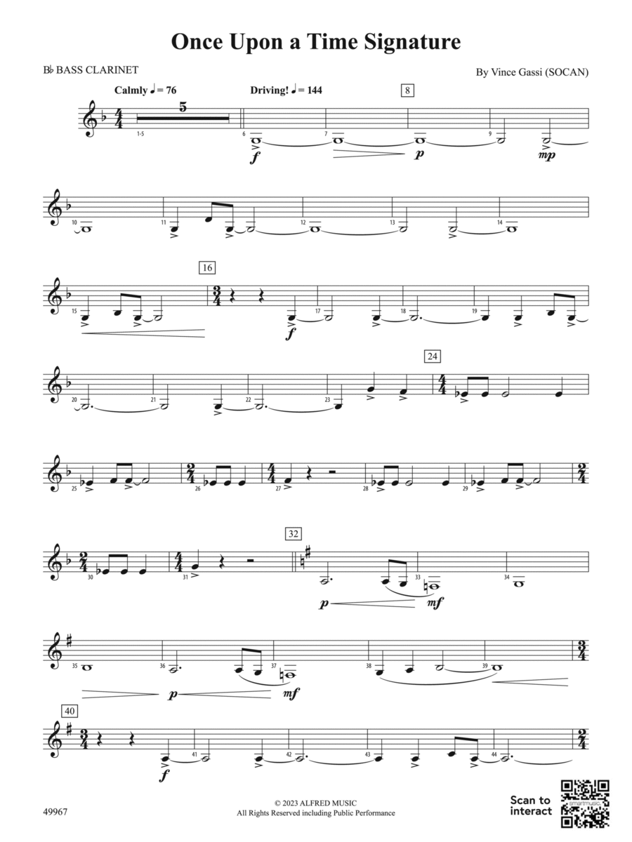 Once Upon a Time Signature: B-flat Bass Clarinet Concert Band scores gallery preview page 1