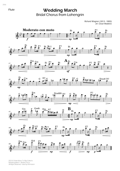 Wedding March (Bridal Chorus) - Flute Solo - W/Chords image number null